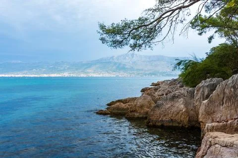 Split, Adriatic coast in Croatia, dramatic sky, seascape Foto stock