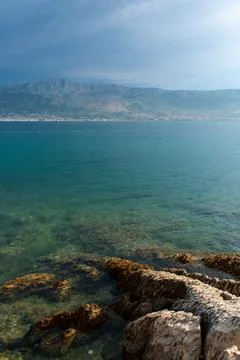 Split, Adriatic coast in Croatia, dramatic sky, seascape Foto stock