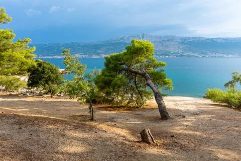 Split, Adriatic coast in Croatia, dramatic sky, seascape Stock Photos