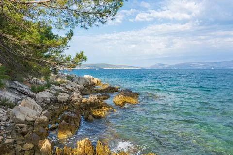 Split, Adriatic coast in Croatia, dramatic sky, seascape Stock Photos