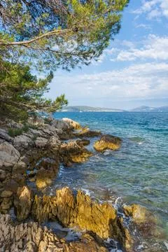 Split, Adriatic coast in Croatia, dramatic sky, seascape Stock Photos
