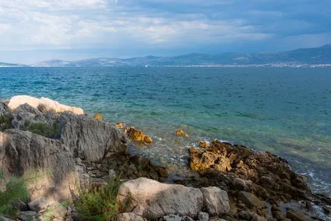 Split, Adriatic coast in Croatia, dramatic sky, seascape Foto stock