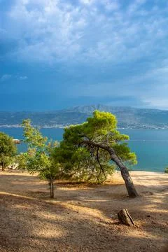 Split, Adriatic coast in Croatia, dramatic sky, seascape Stock Photos