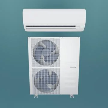 Split air conditioner and big outdoor unit 3d Stock Illustration