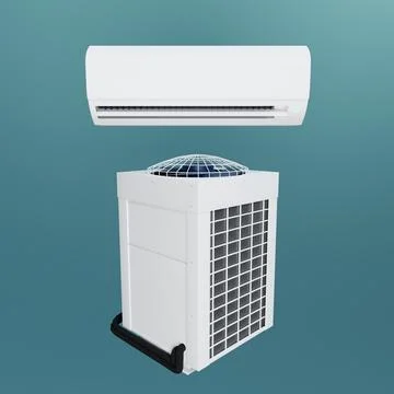 Split air conditioner and outdoor vrf unit 3d Stock Illustration