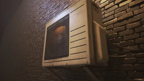 Split air conditioner on a wall. Stock Footage 92329426