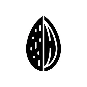 Split Almond Silhouette Icon Vector Illustration Stock Illustration