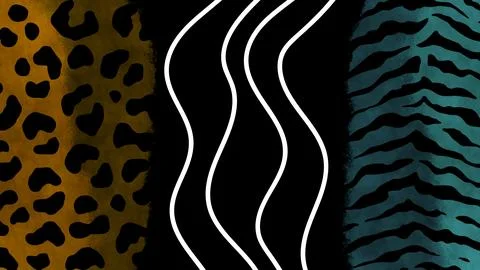 Split Animal Skin Pattern with Gold Leopard Texture Stock Illustration