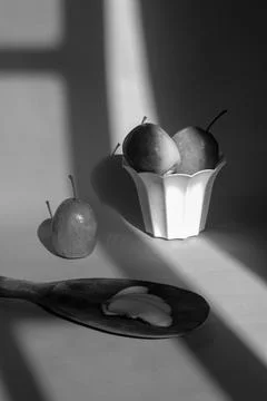 A split apple with a blue background, a perfect photo for a food flogger Stock Photos
