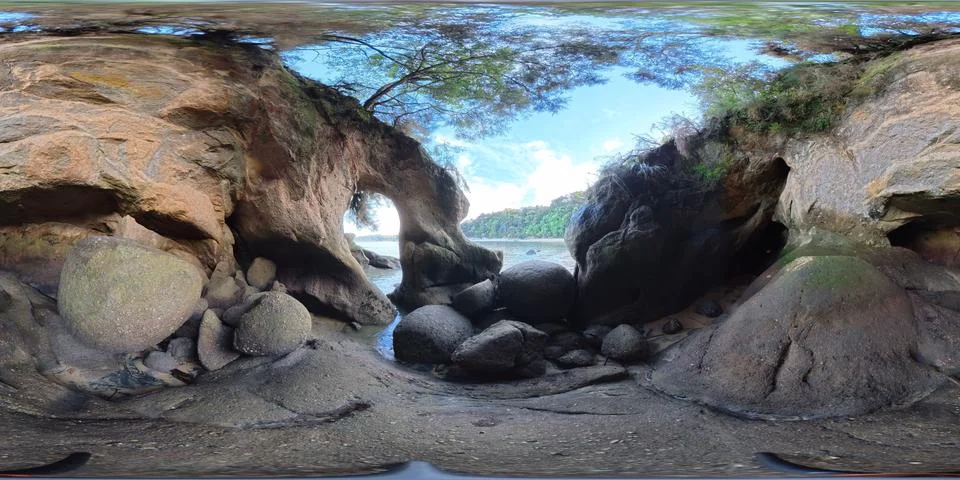 Split Apple Rock Coastal View - 360VR - 360 Degree Perspective Foto stock