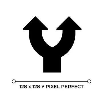 Split arrow black glyph icon Stock Illustration