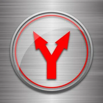 Split arrow icon. Internet button on metallic background.. Illustrazione stock