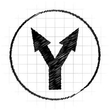 Split arrow icon. Internet button on white background.. Illustrazione stock