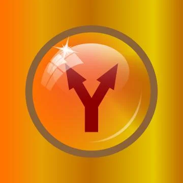 Split arrow icon. Internet button on colored background. . Stock Illustration