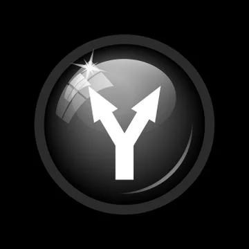 Split arrow icon. Internet button on black background. . Illustrazione stock