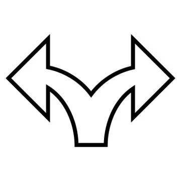 Split Arrow Left Right Contour Vector Icon Stock Illustration