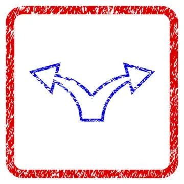 Split Arrow Left Right Grunge Framed Icon Illustrazione stock