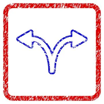 Split Arrow Left Right Grunge Framed Icon Stock Illustration