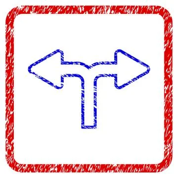 Split Arrow Left Right Grunge Framed Icon Stock Illustration