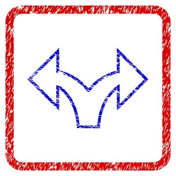Split Arrow Left Right Grunge Framed Icon Stock Illustration