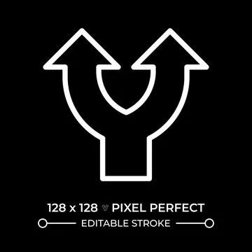 Split arrow white linear icon for dark theme Stock Illustration