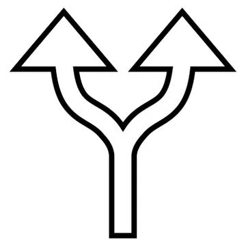 Split Arrows Up Contour Vector Icon Stock Illustration