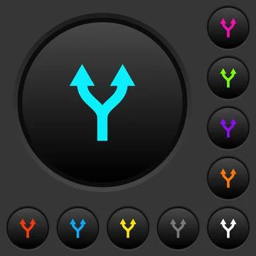 Split arrows up dark push buttons with color icons Illustrazione stock