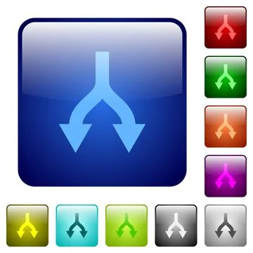 Split arrows down color square buttons Stock Illustration