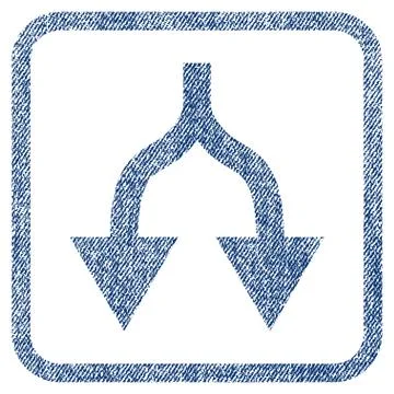 Split Arrows Down Fabric Textured Icon Stock Illustration