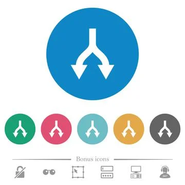 Split arrows down flat round icons Illustrazione stock