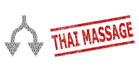 Split Arrows Down Fractal Collage of Split Arrows Down Items and Textured Thai Stock Illustration