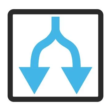 Split Arrows Down Framed Vector Icon Stock Illustration