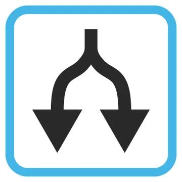 Split Arrows Down Glyph Icon In a Frame Stock Illustration