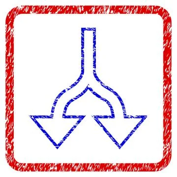 Split Arrows Down Grunge Framed Icon Illustrazione stock