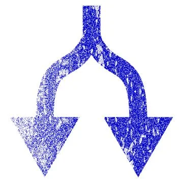 Split Arrows Down Grunge Textured Icon Stock Illustration