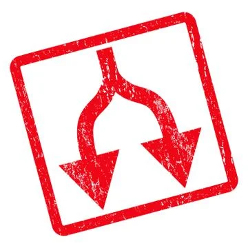 Split Arrows Down Icon Rubber Stamp Stock Illustration
