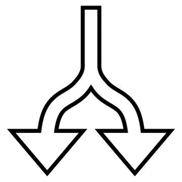 Split Arrows Down Outline Vector Icon Illustrazione stock