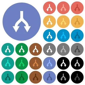 Split arrows down round flat multi colored icons イラスト素材