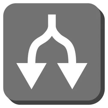 Split Arrows Down Rounded Square Vector Icon Stock Illustration
