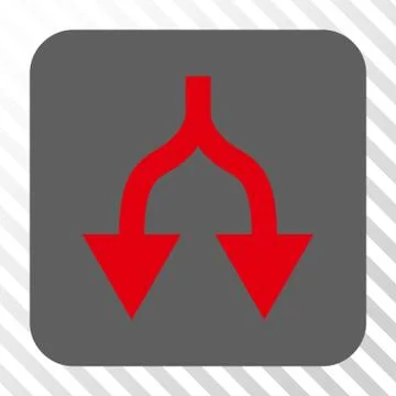 Split Arrows Down Rounded Square Button Stock Illustration