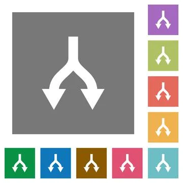 Split arrows down square flat icons 스톡 일러스트