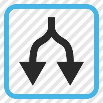 Split Arrows Down Vector Icon In a Frame Stock Illustration