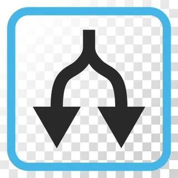 Split Arrows Down Vector Icon In a Frame Stock Illustration