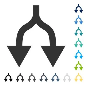 Split Arrows Down Vector Icon Stock Illustration