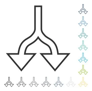 Split Arrows Down Vector Icon Stock Illustration