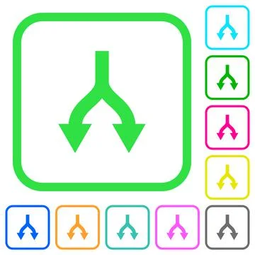 Split arrows down vivid colored flat icons Illustrazione stock