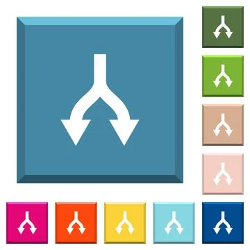 Split arrows down white icons on edged square buttons イラスト素材