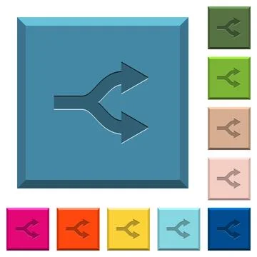 Split arrows engraved icons on edged square buttons イラスト素材