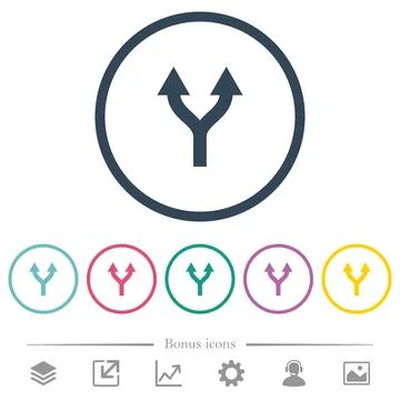 Split arrows up flat color icons in round outlines イラスト素材