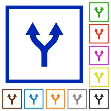 Split arrows up flat framed icons Stock Illustration